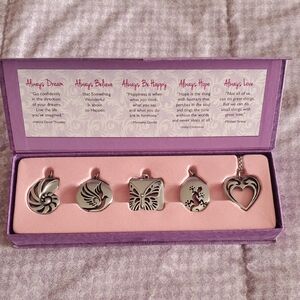 Silver Inspirational Necklace And Charm Set